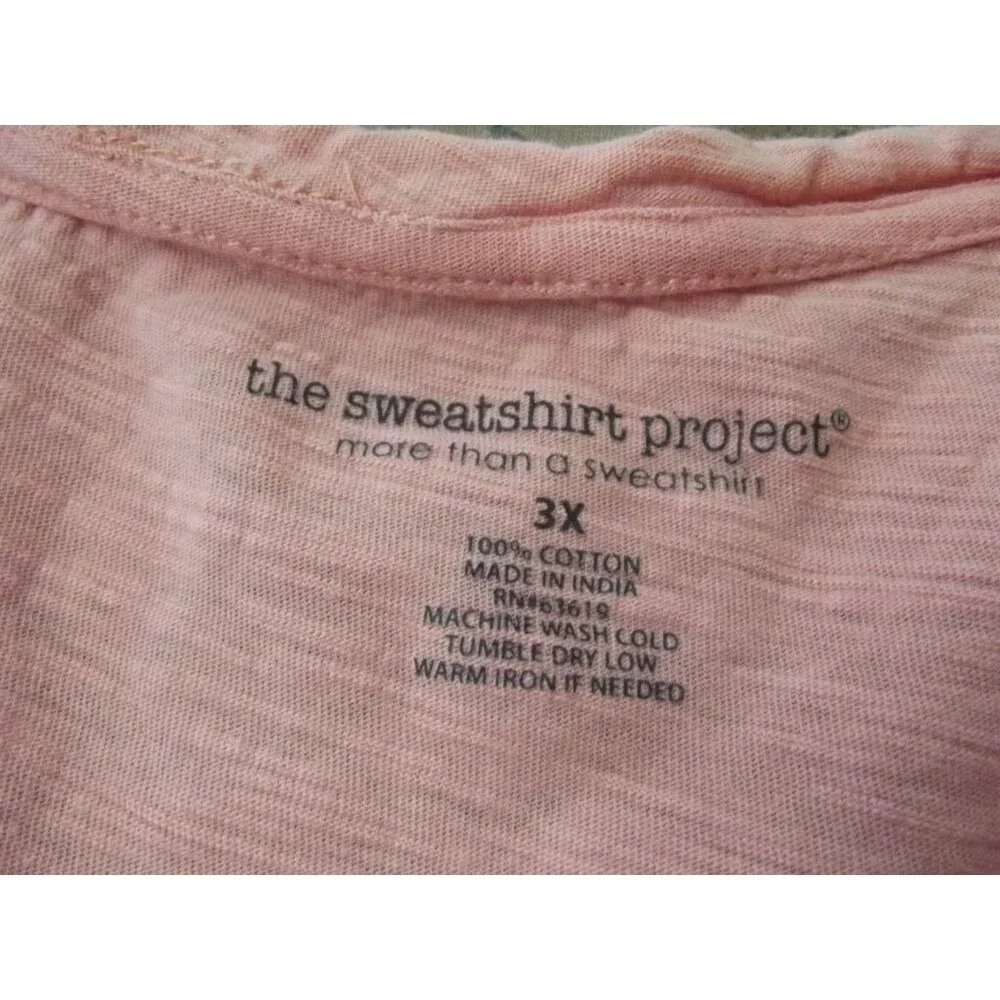 The Sweatshirt Project T-shirt Womens 3X Coral Peach Tie Front short sleeve v-ne - Picture 3 of 7